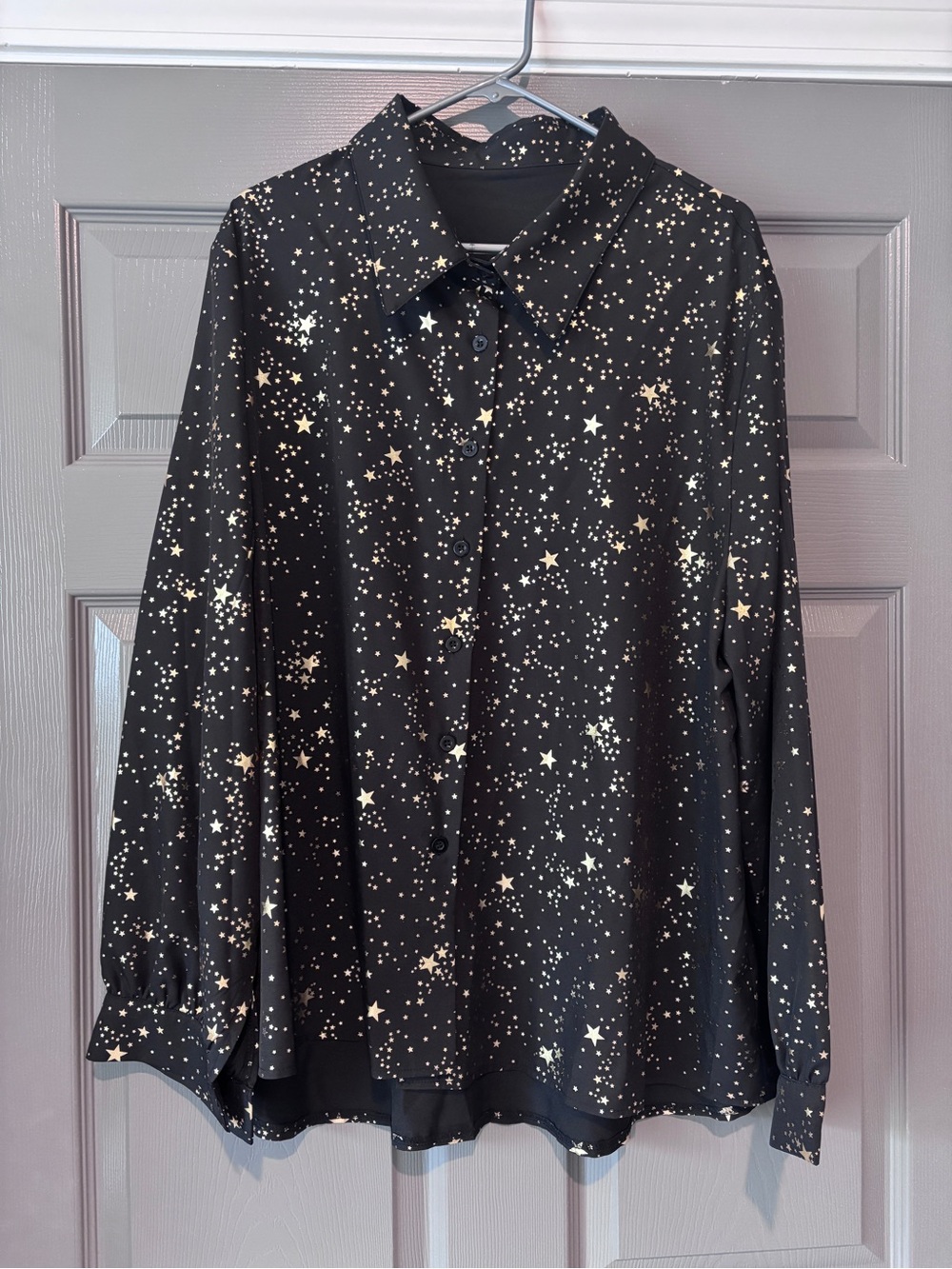 SHEIN Black Blouse with Gold Star Print